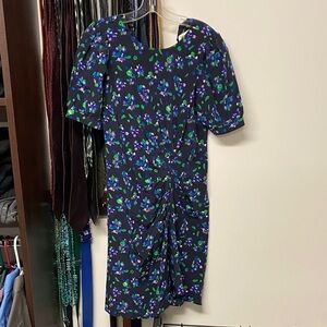 Zadig & Voltaire Black Mini Dress with Blue and Green Floral Print